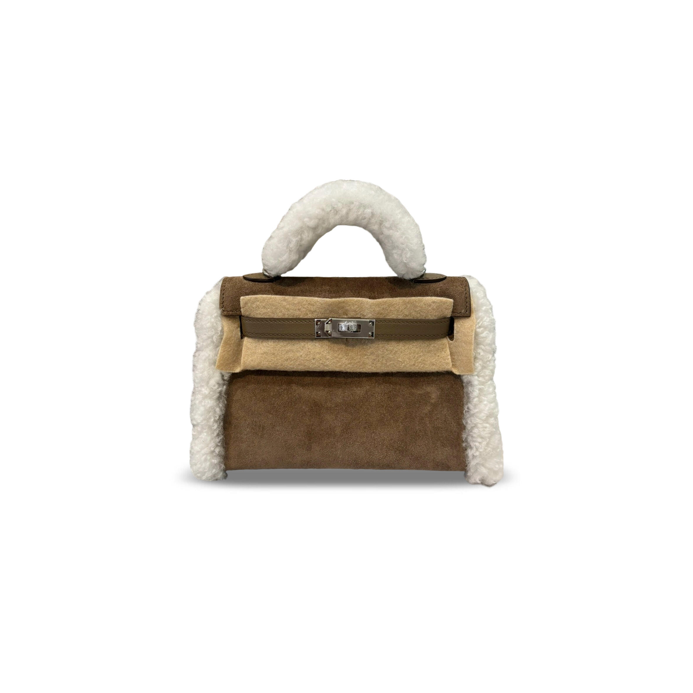 H**me5 mini kelly teddy shearling palladium hardware (19*12*5.5cm)